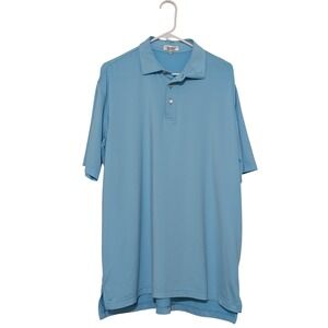 Peter Millar Mens Polo Shirt Large Blue Performance Golf Casual